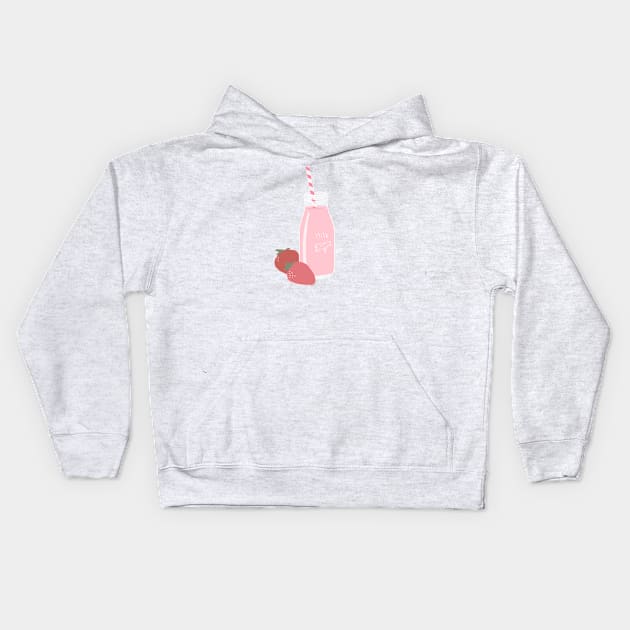 Strawberry Milk Kids Hoodie by littlemoondance